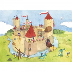 Puzzle 24pcs en bois - Panique au château-fort - Puzzle Michèle Wilson