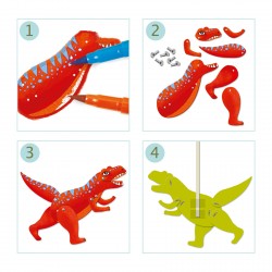 Pochette pantins Dino à colorier - Djeco