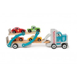 Camion semi-remorque avec 4 voitures en bois -Scratch