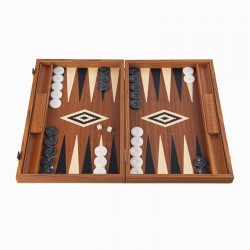 Coffret Backgammon en bois d'acajou 48 cm - Manopoulos