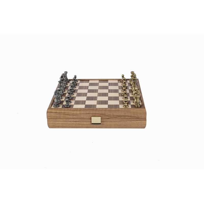 Echiquier en noyer 27 cm avec pièces en métal - Manopoulos