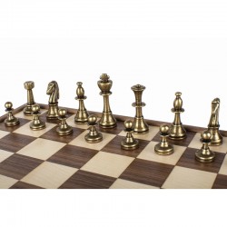 Echiquier en noyer 27 cm avec pièces en métal - Manopoulos