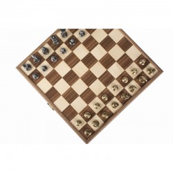 Echiquier en noyer 27 cm avec pièces en métal - Manopoulos