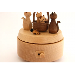 Boîte à musique Famille chat en bois - Wooderful Life