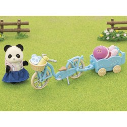 Figurine La fille Panda avec son vélo et sa remorque - Sylvanian Families