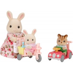 Lot 3 figurines Sylvanian avec tricycle et mini voiture bébés - Sylvanian Families