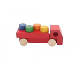 Camion en bois rouge avec 4 cylindres  - Weizenkorn