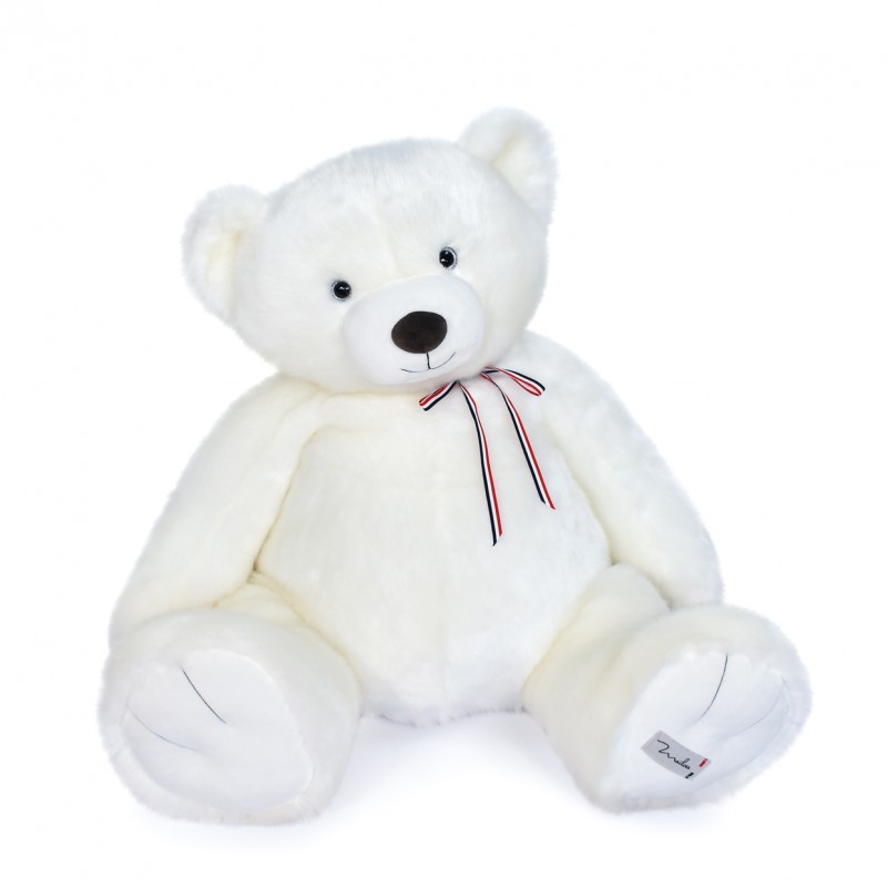 Peluche l'ours français géant blanc neige 90 cm - Maïlou