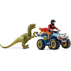 Fuite sur quad face au vélociraptor - Schleich