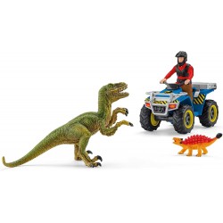 Fuite sur quad face au vélociraptor - Schleich