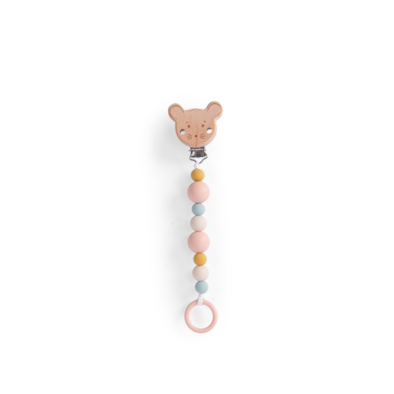 Attache-tétine bois et silicone souris - La petite école de danse - Moulin Roty
