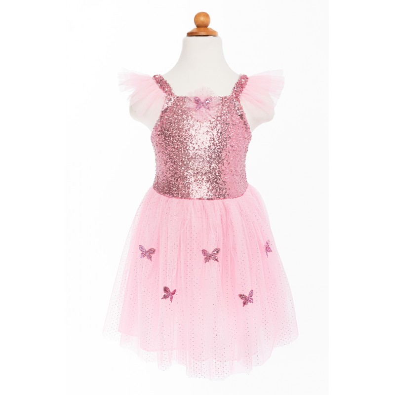 Déguisement Robe rose papillon sequins avec ailes 5-7 ans - Great Pretenders