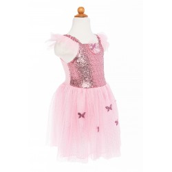 Déguisement Robe rose papillon sequins avec ailes 5-7 ans - Great Pretenders