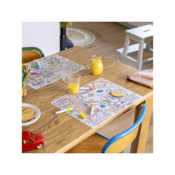 Set de table en silicone à colorier et 5 feutres - Les Toupitis - Moulin Roty