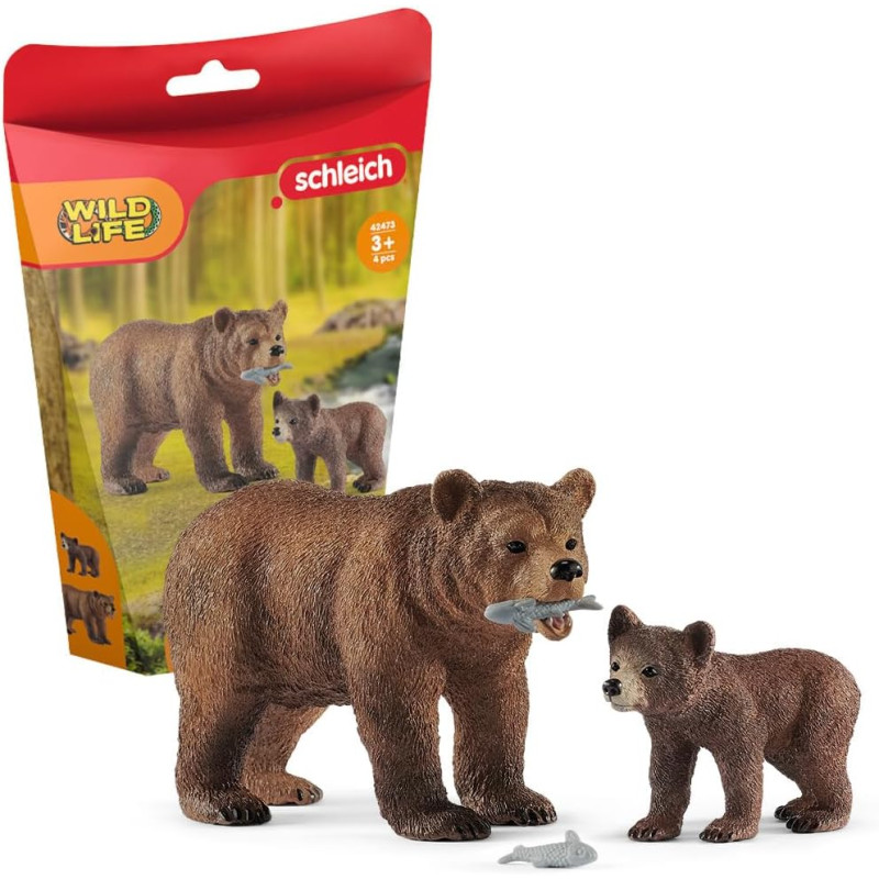 Figurines Maman grizzly avec ourson - Schleich