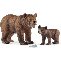 Figurines Maman grizzly avec ourson - Schleich