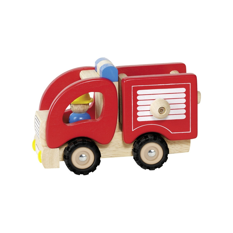 Camion de pompiers en bois + figurine - Goki