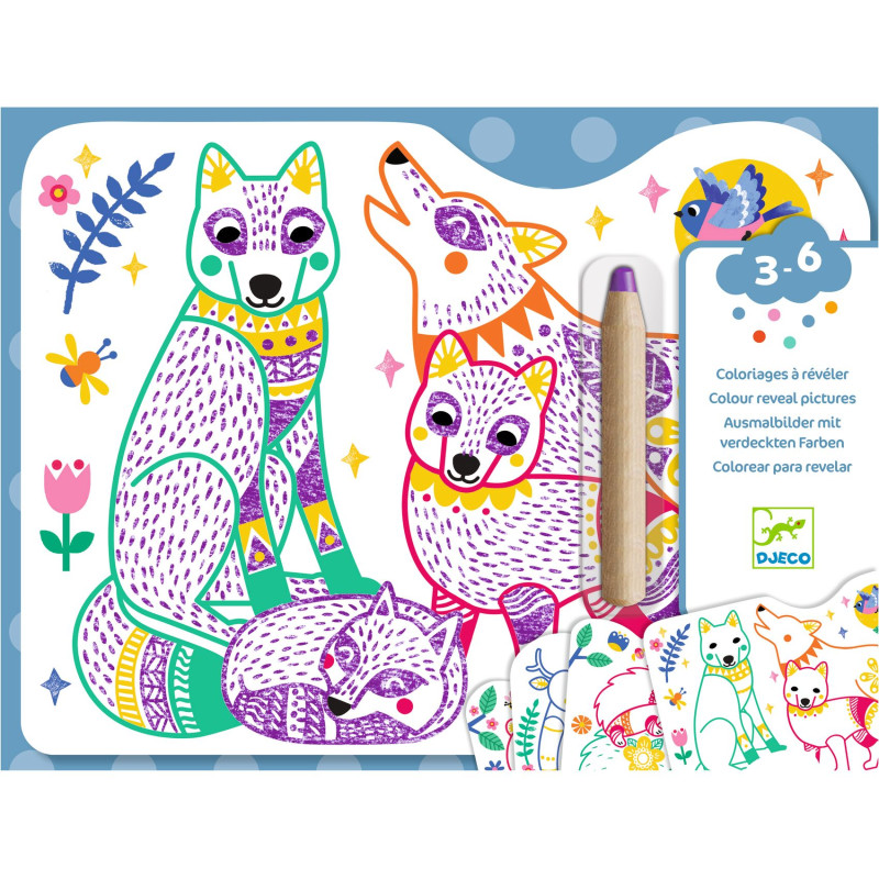 Coloriages à révéler - Familles de la forêt - Djeco