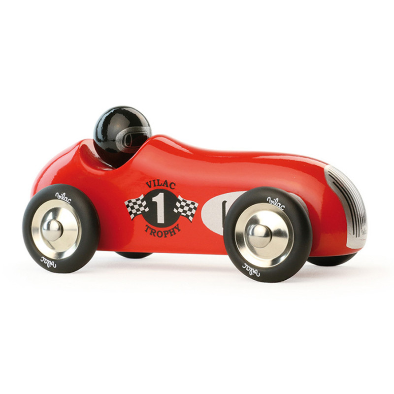 Voiture Old Sport Trophy rouge en bois - Grand Modèle - Vilac