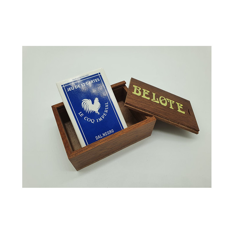 Boîte en bois à tirette - Belote - Jeux Chavet