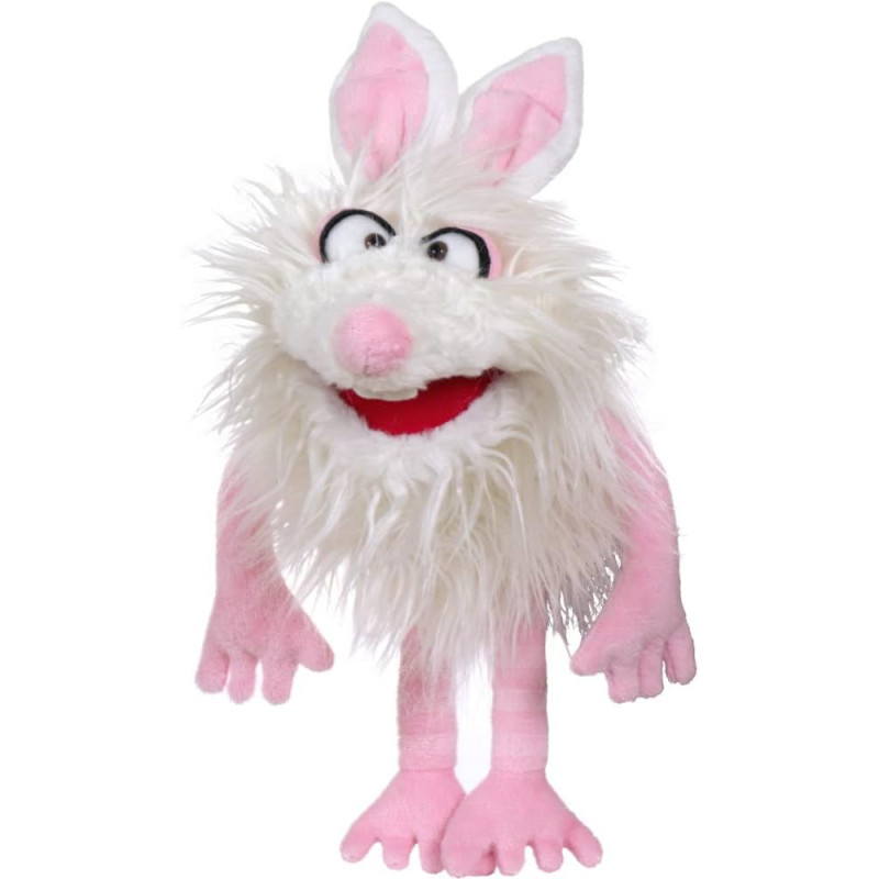 Marionnette monstre Flöckchen blanc et rose 34 cm - Living Puppets