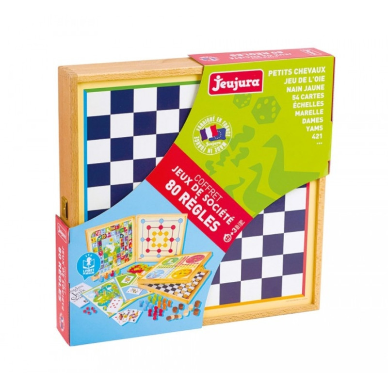 Coffret de Jeux classiques 80 Règles en bois - Jeujura