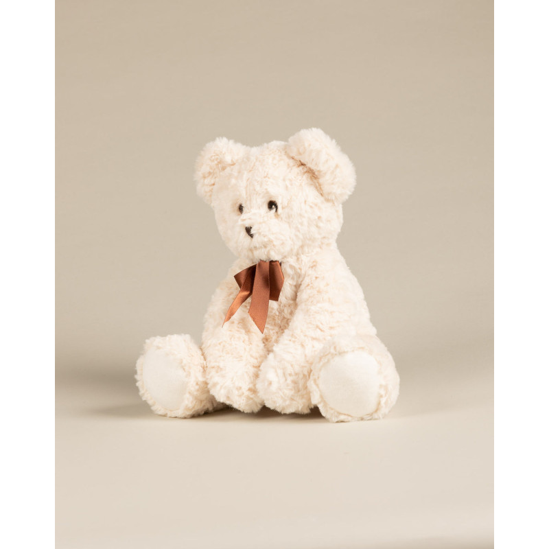 Peluche ours Harold ivoire avec noeud papillon - Pamplemousse