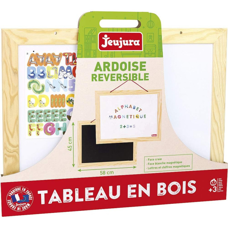 Ardoise en bois ABC et chiffres - Jeujura