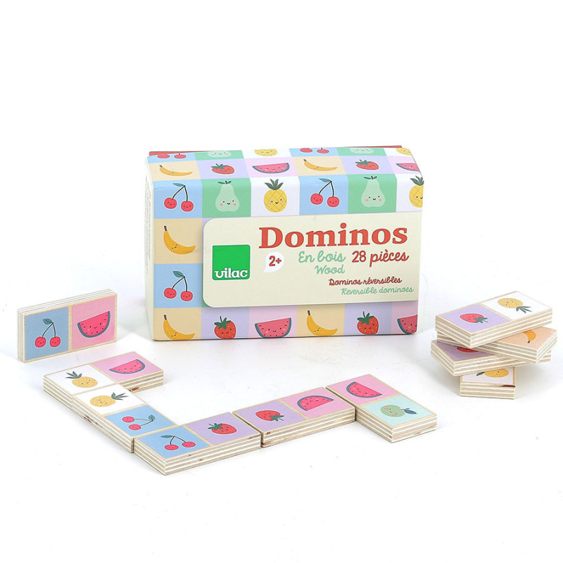 Dominos en bois réversibles Fruits et légumes - Vilac