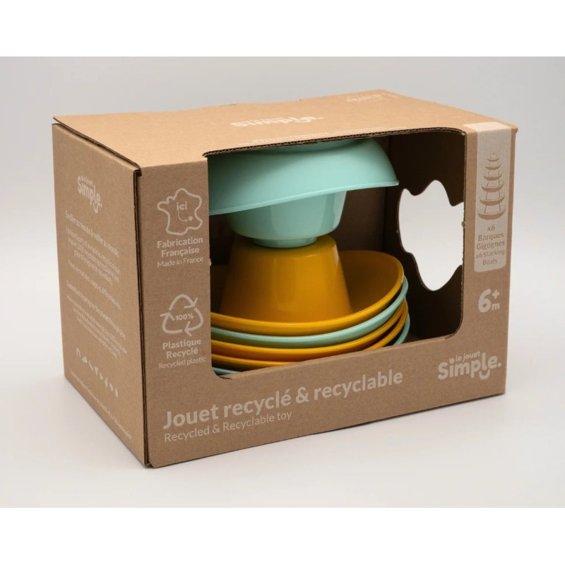 6 Barques gigognes jaune et turquoise - Simple.