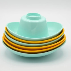 6 Barques gigognes jaune et turquoise - Simple.