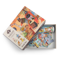 4 puzzles 12 pièces - Une belle journée Les Minouchkas - Moulin Roty