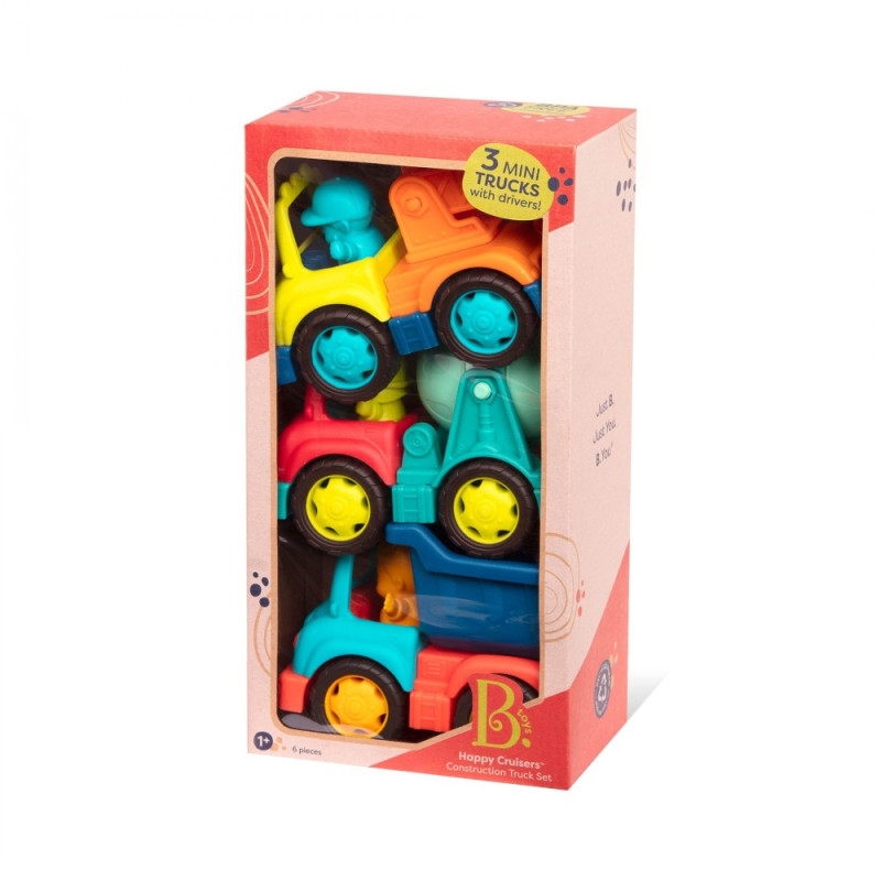 3 mini camions de chantier avec figurines - B. Toys
