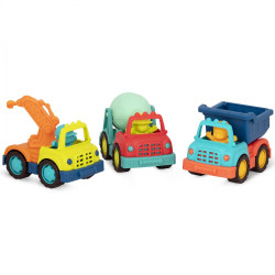 3 mini camions de chantier avec figurines - B. Toys