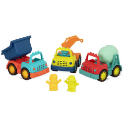 3 mini camions de chantier avec figurines - B. Toys