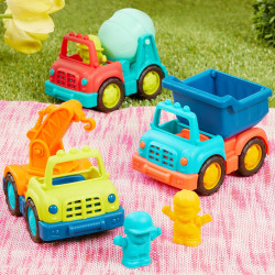 3 mini camions de chantier avec figurines - B. Toys