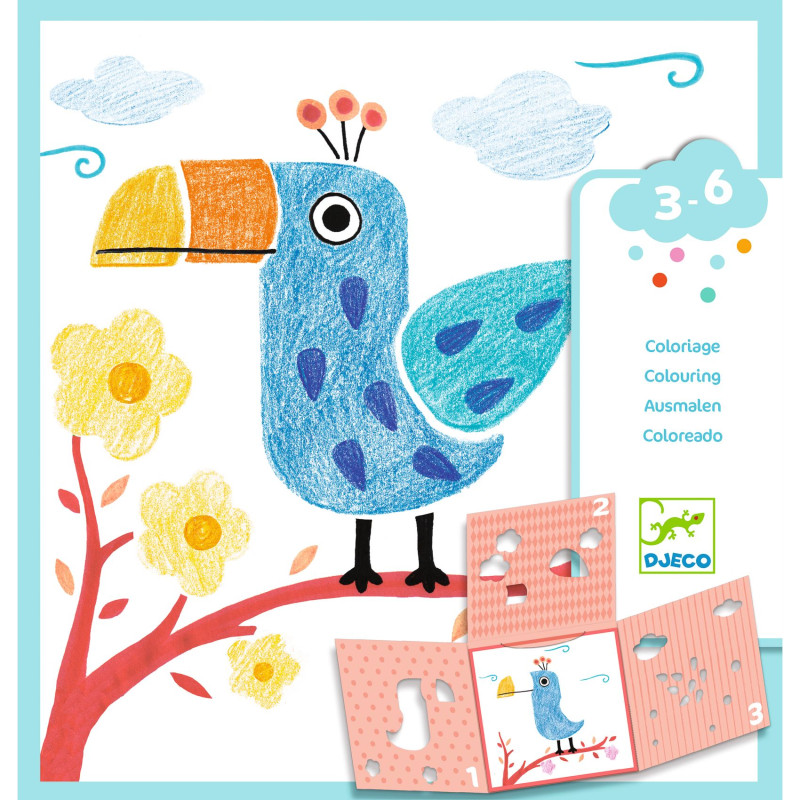 Coloriage : 3 pochoirs pour une image - Djeco