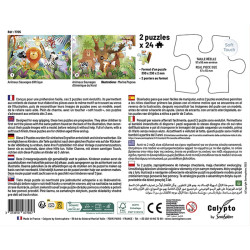 2 Puzzles 24 pièces Animaux Sauvages - Sentosphère