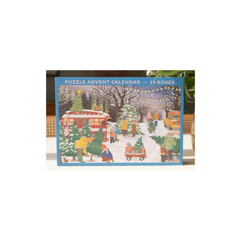 Calendrier de l'avent Puzzle 1000 pièces Christmas Trees & Snowflakes - Vissevasse