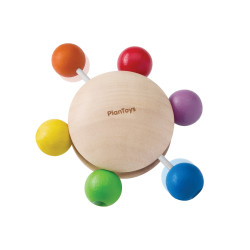 Hochet en bois - 6 perles colorées à tirer - Plan Toys