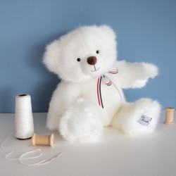 Peluche L'ours français 35 cm blanc neige - Maïlou Tradition
