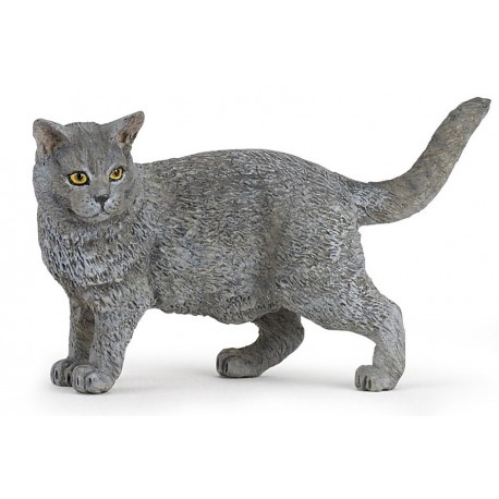 Figurine chat Shorthair gris - L.26 x l.17,3 x H.23 cm - Jardiland